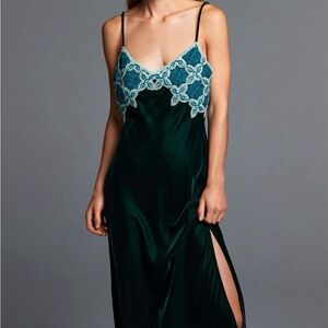 Zara Velvet & Crochet Maxi Slip Dress
